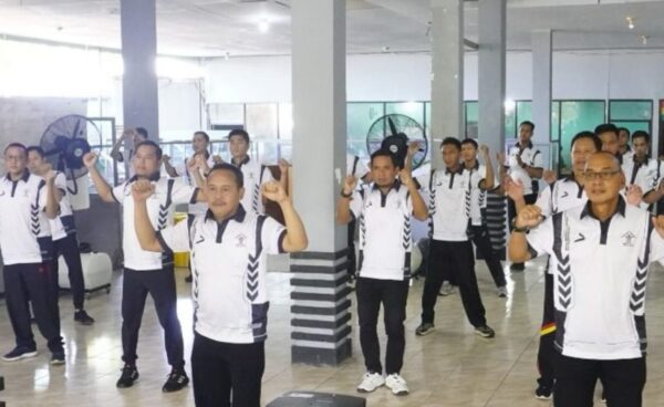 Lapas Narkotika Karang Intan Ikuti Senam Kumham Sehat Kumham Produktif melalui Virtual