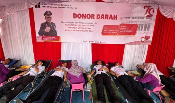 Peduli Sesama, Kanwil Kemenkumham Kalsel Gelar Donor Darah di Lapas Banjarbaru