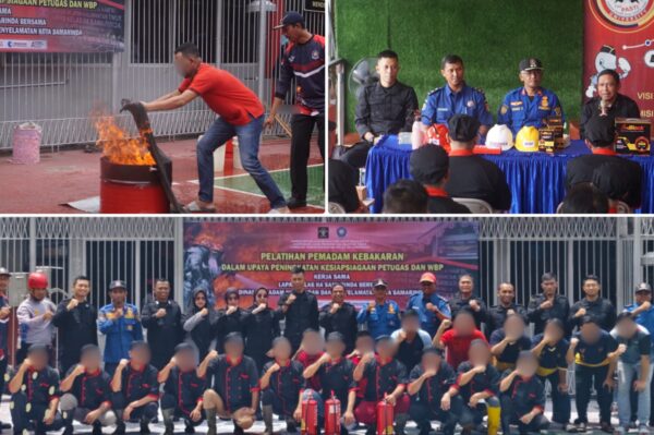 Tingkatkan Kesiagaan, Lapas Samarinda Gelar Simulasi Kebakaran Bersama DPKP