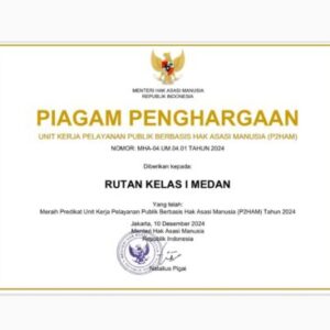 Rutan Kelas I Medan Raih Predikat Unit Kerja Berbasis P2HAM Tahun 2024