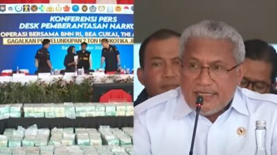 Tim gabungan BNN, TNI AL dan Bea Cukai saat menggagalkan penyelundupan sabu di Kepulauan Riau