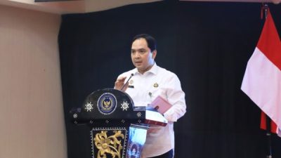 Kepala Kantor Imigrasi Jakarta Selatan Bugie Kurniawan saat meluncurkan Aplikasi WASPADA