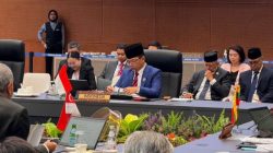 Menteri Luar Negeri Indonesia Sugiono berbicara dalam Pertemuan Dewan Komunitas Politik dan Keamanan ASEAN 2025.