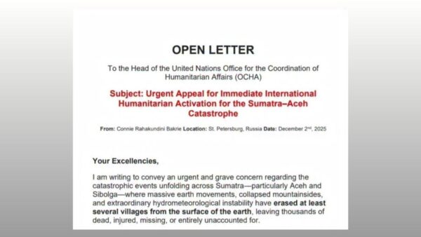 Prof. Connie Rahakundini Bakrie menyerukan bantuan internasional dari OCHA PBB untuk bencana Sumatra dan Aceh.