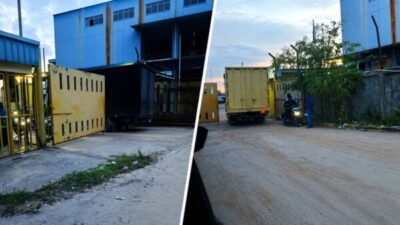 Aktivitas bongkar muat barang di kawasan perairan Batam yang menjadi perhatian terkait dugaan pengiriman barang tanpa dokumen resmi.