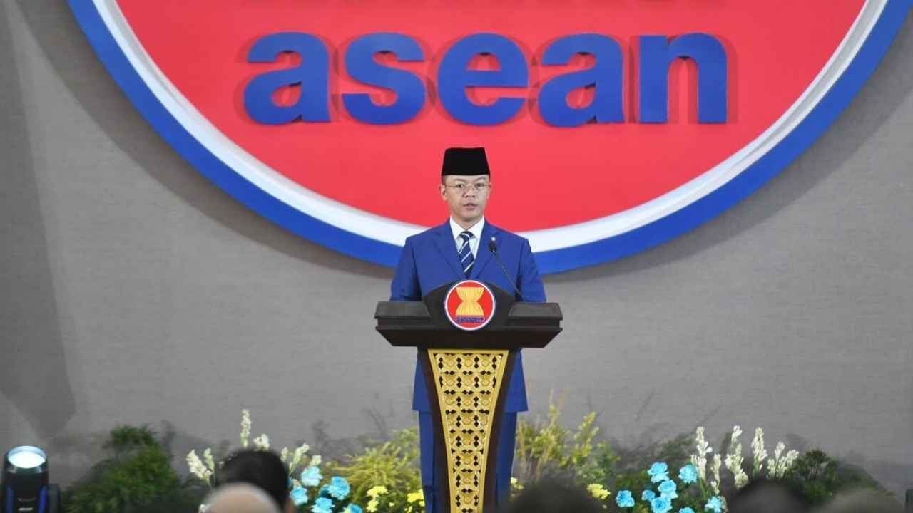 Menlu Sugiono menyampaikan pandangan Indonesia pada peringatan Hari ASEAN ke-59 di Jakarta.