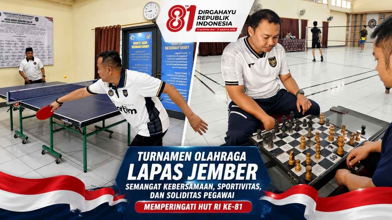 Turnamen olahraga antarpegawai Lapas Jember dalam rangka HUT RI ke-81.
