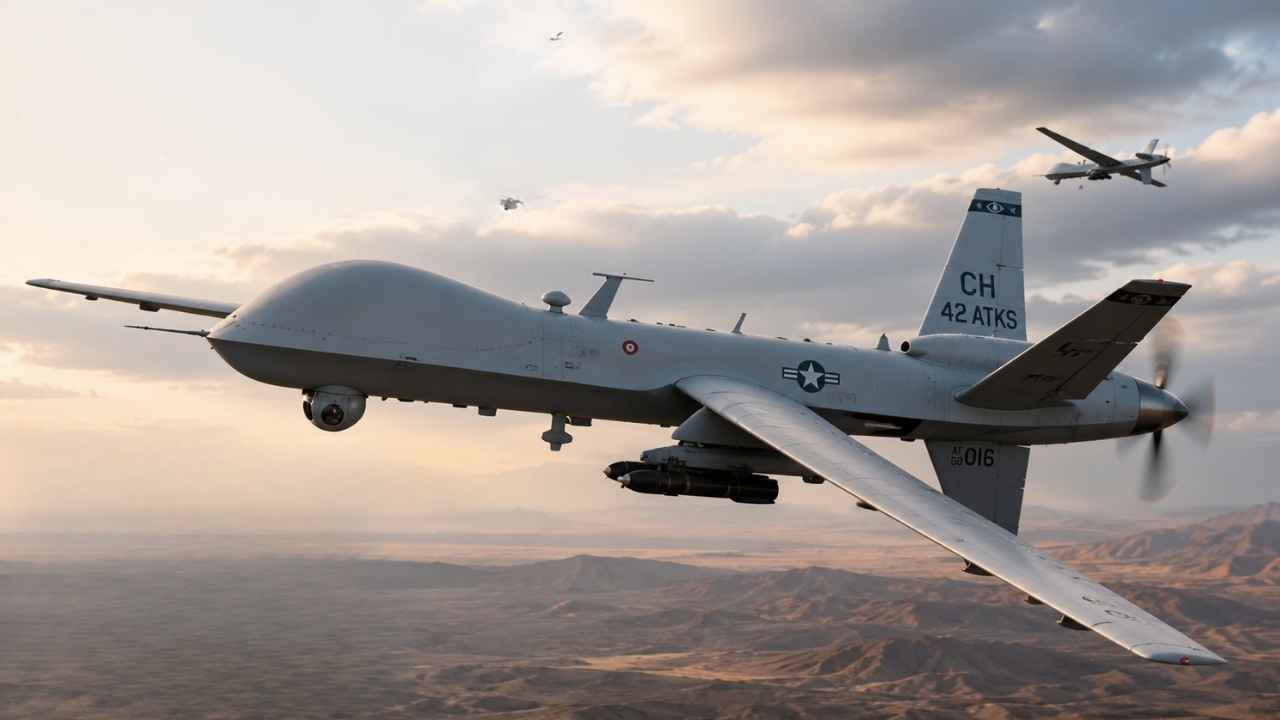 Ilustrasi drone MQ-9 Reaper Amerika Serikat dalam konflik Iran.