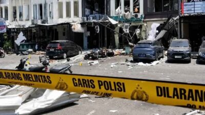 Kondisi ruko di Pakuwon City Surabaya setelah ledakan.